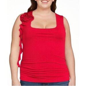 No Boundaries Junior’s Rosette Ruffle Casual Sleeveless Tank Size XXL (19) Red